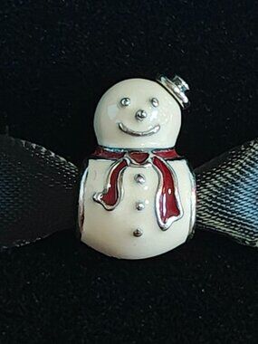 Authentic Pandora Happy Snowman Charm – 791406ENMX Sterling Silver (Retired)